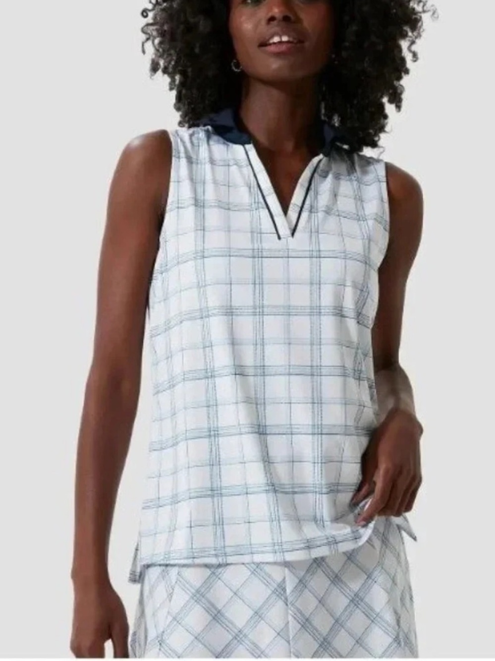 Tuckernuck Provincial Plaid Sleeveless Caroline Polo Shirt Medium Summer Golf - Picture 2 of 7